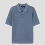 Theory Men Tactile Cotton Mesh Polo Sweater - Dark Rainstorm
