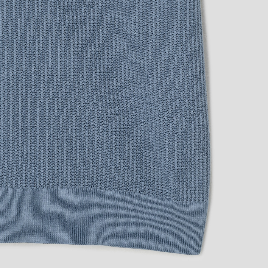 Theory Men Tactile Cotton Mesh Polo Sweater - Dark Rainstorm