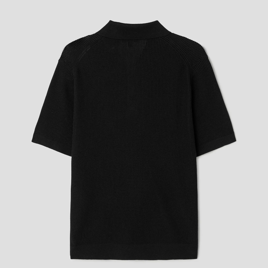 Theory Men Tactile Cotton Mesh Polo Sweater - Black