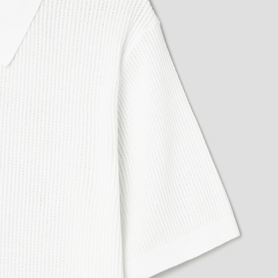Theory Men Tactile Cotton Mesh Polo Sweater - White