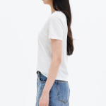 8 seconds Silket U-Neck Short Sleeve T-Shirt — White