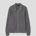 Theory Men Tactile Cotton Mesh Polo Full Zip Cardigan - Carbon