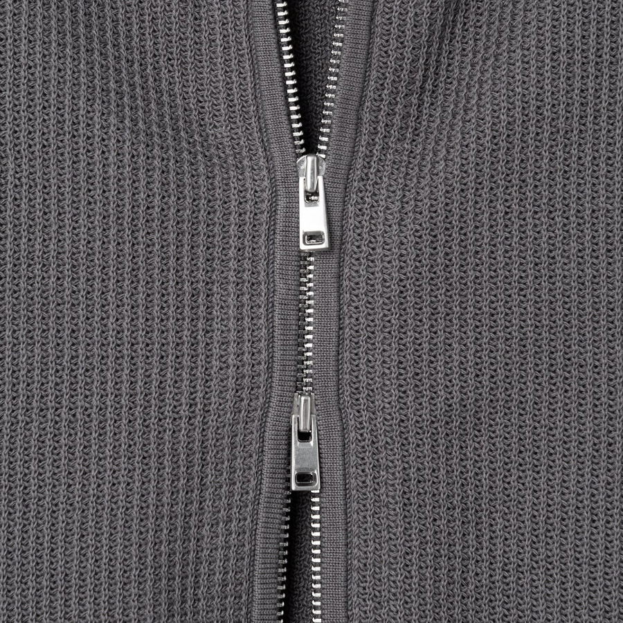 Theory Men Tactile Cotton Mesh Polo Full Zip Cardigan - Carbon