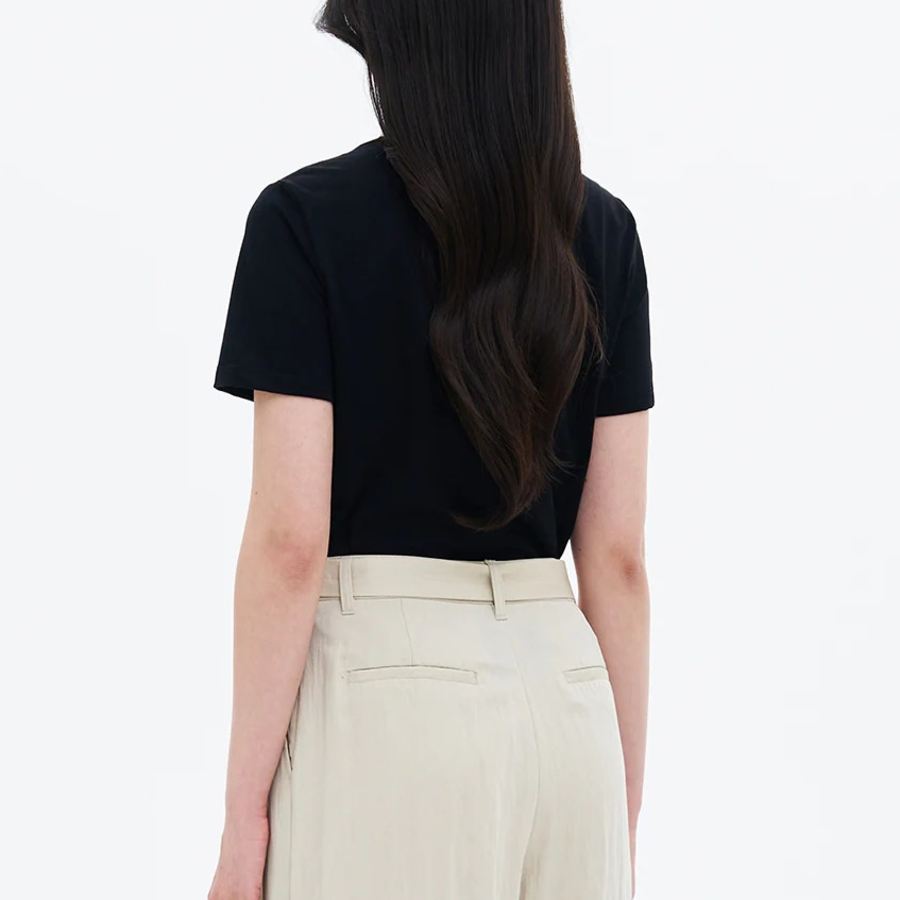 8 seconds Silket U-Neck Short Sleeve T-Shirt — Black