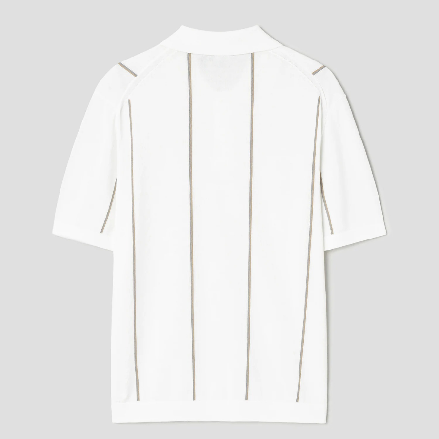 Theory Men Tactile Cotton Stripe Polo Sweater - White Multi