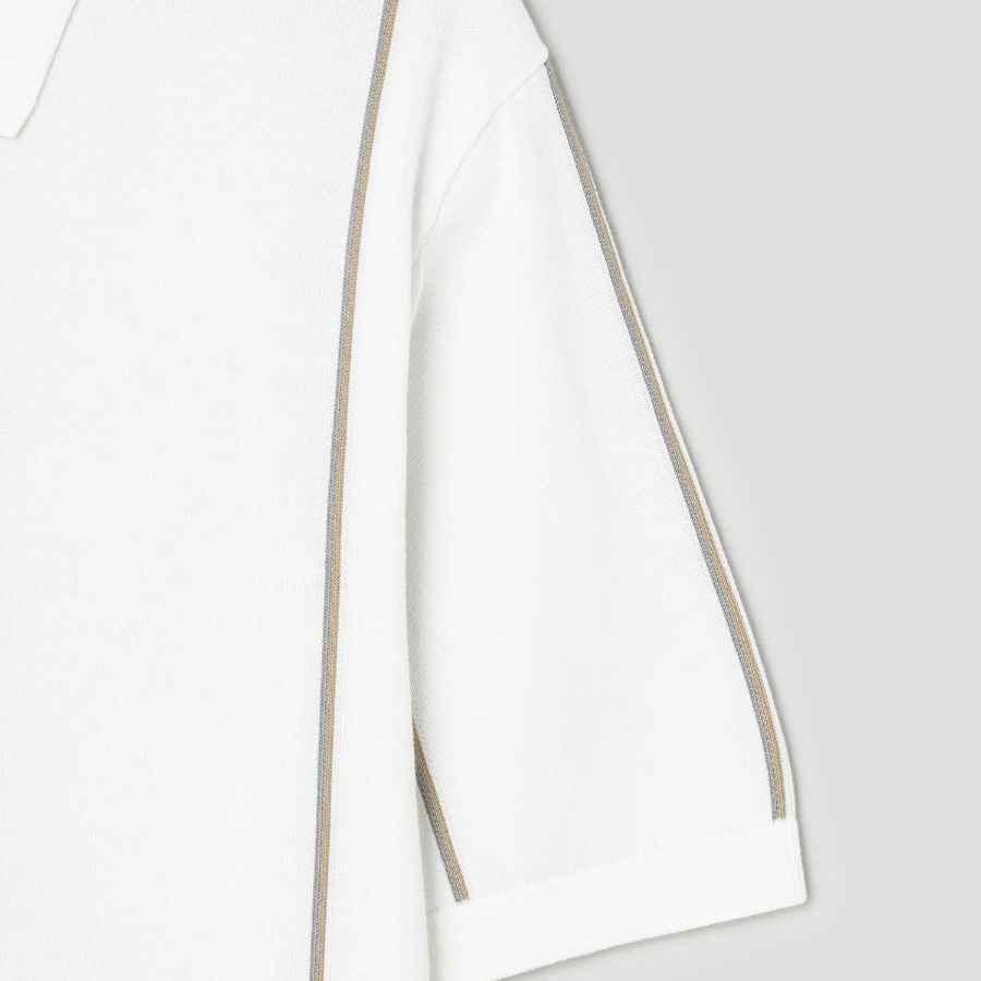 Theory Men Tactile Cotton Stripe Polo Sweater - White Multi