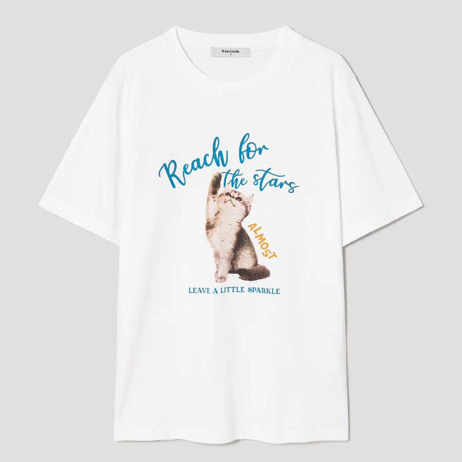 8 seconds Animal Graphic Short Sleeve T-Shirt — White