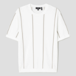 Theory Men Tactile Cotton Stripe Crew Neck Sweater - White Multi