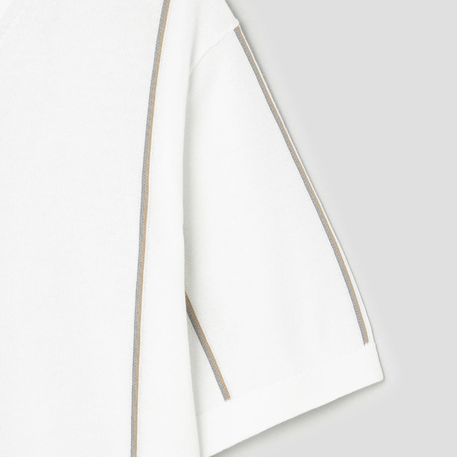 Theory Men Tactile Cotton Stripe Crew Neck Sweater - White Multi