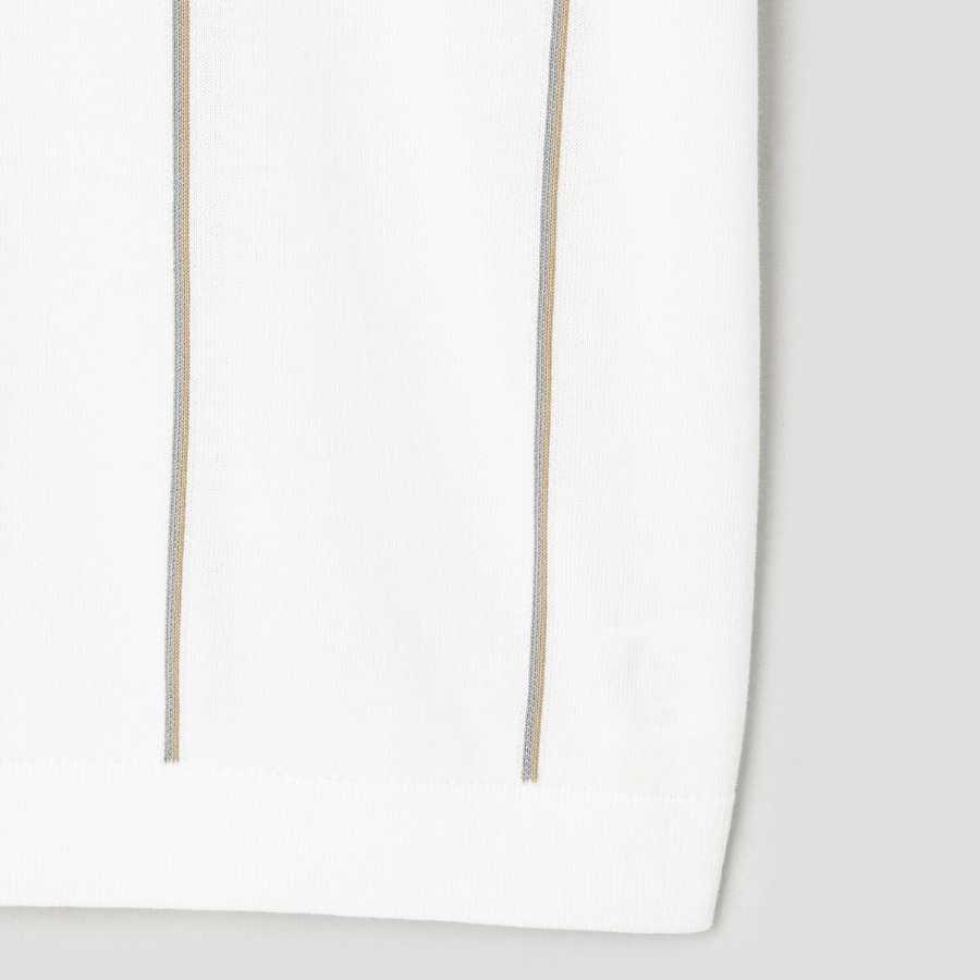 Theory Men Tactile Cotton Stripe Crew Neck Sweater - White Multi