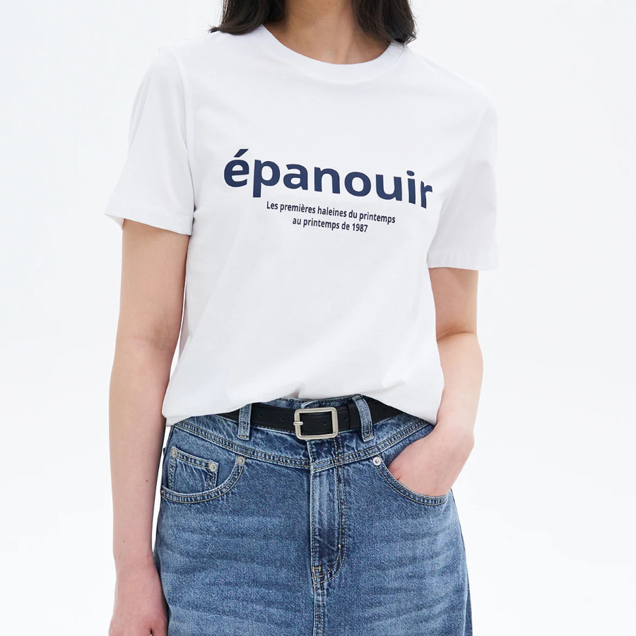 8 seconds Simple Lettering Short Sleeve T-Shirt — White