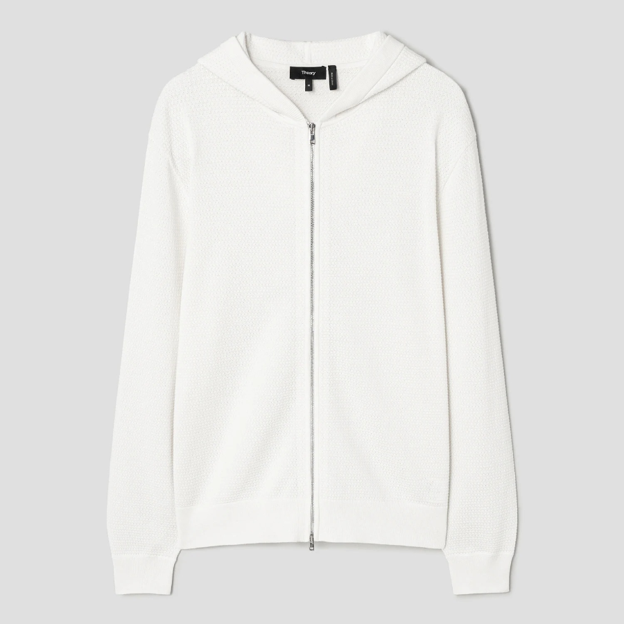 Theory Men Eco Breach Myhlo Full Zip Hood Cardigan - White