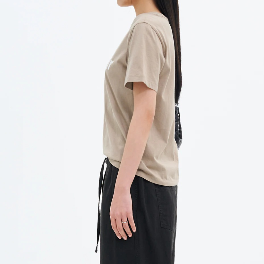 8 seconds Simple Lettering Short Sleeve T-Shirt — Beige