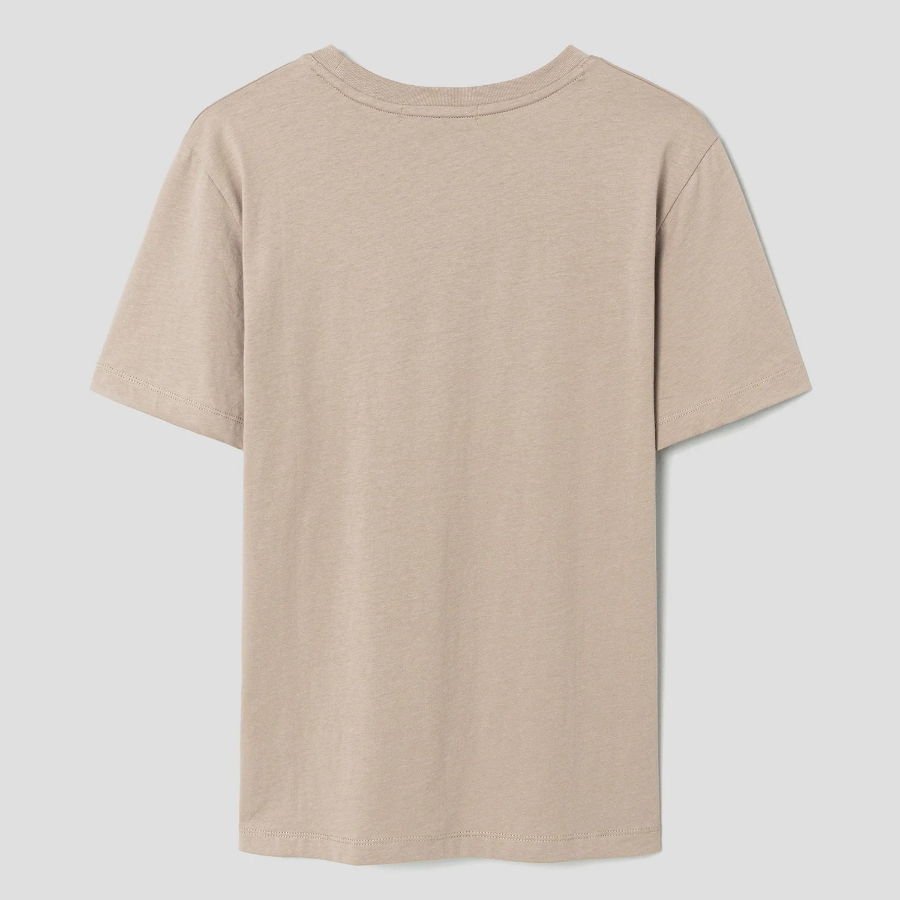 8 seconds Simple Lettering Short Sleeve T-Shirt — Beige