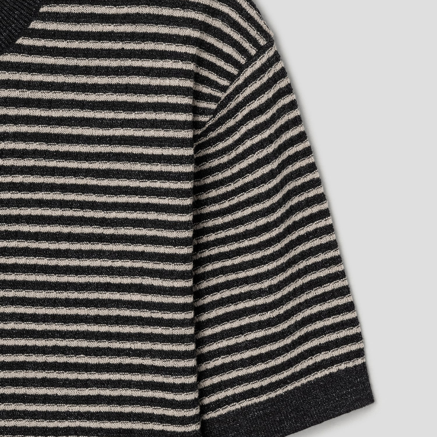 Theory Men Pacific Linen Stripe Sweater - Black/Chino