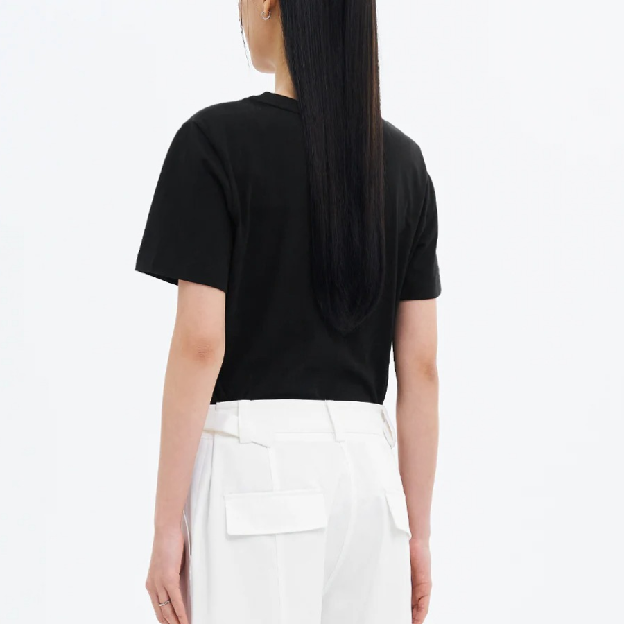 8 seconds Simple Lettering Short Sleeve T-Shirt — Black