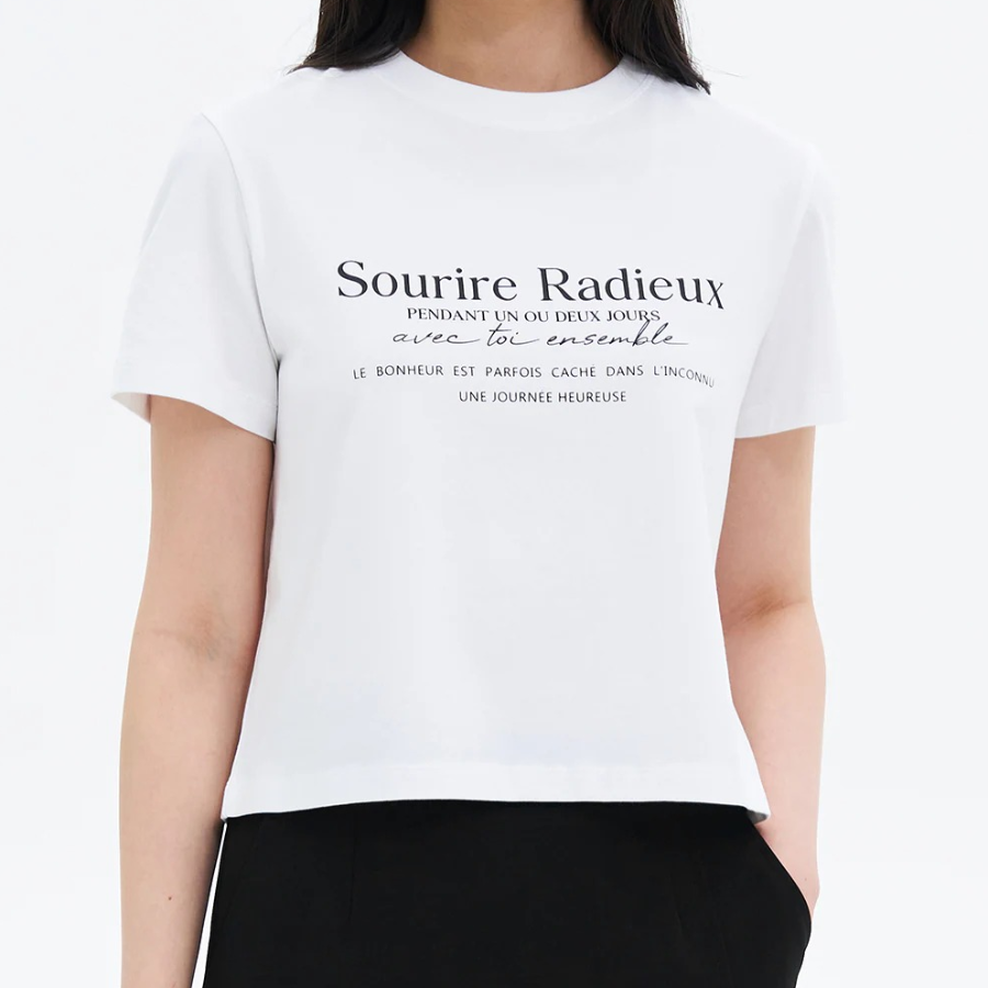 8 seconds Lettering Short Sleeve T-Shirt — White