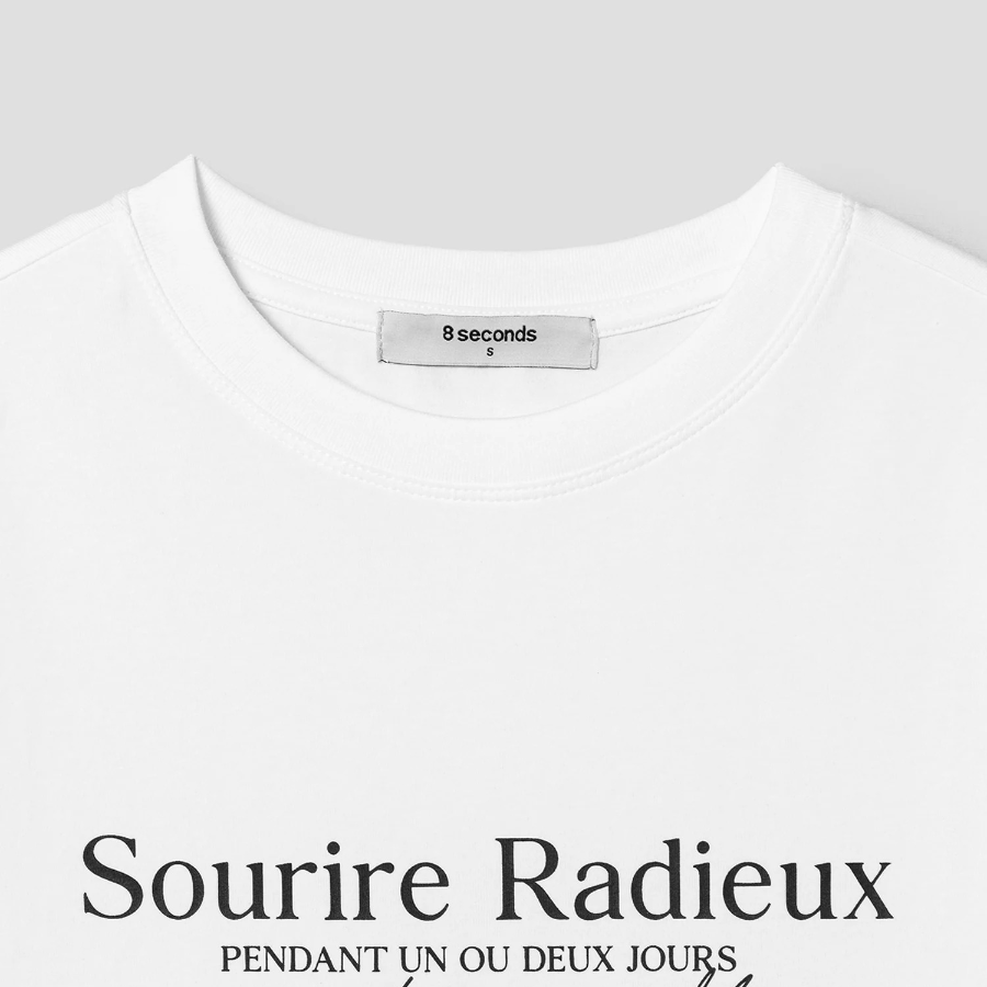 8 seconds Lettering Short Sleeve T-Shirt — White