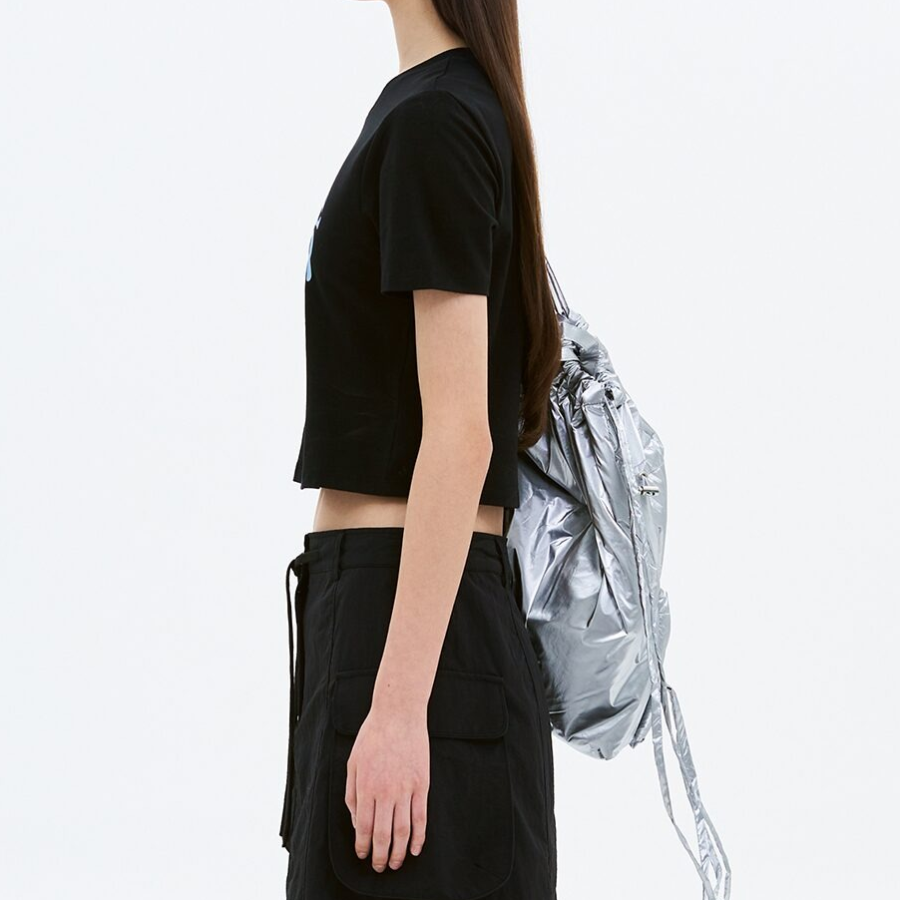 8 seconds Cropped Slim Fit Graphic T-Shirt — Black