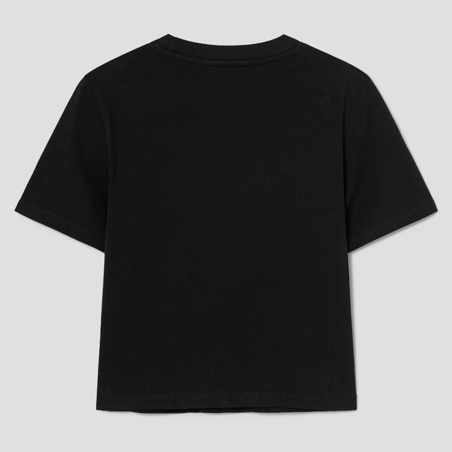 8 seconds Cropped Slim Fit Graphic T-Shirt — Black