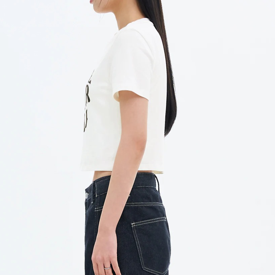 8 seconds Cropped Slim Fit Graphic T-Shirt — White