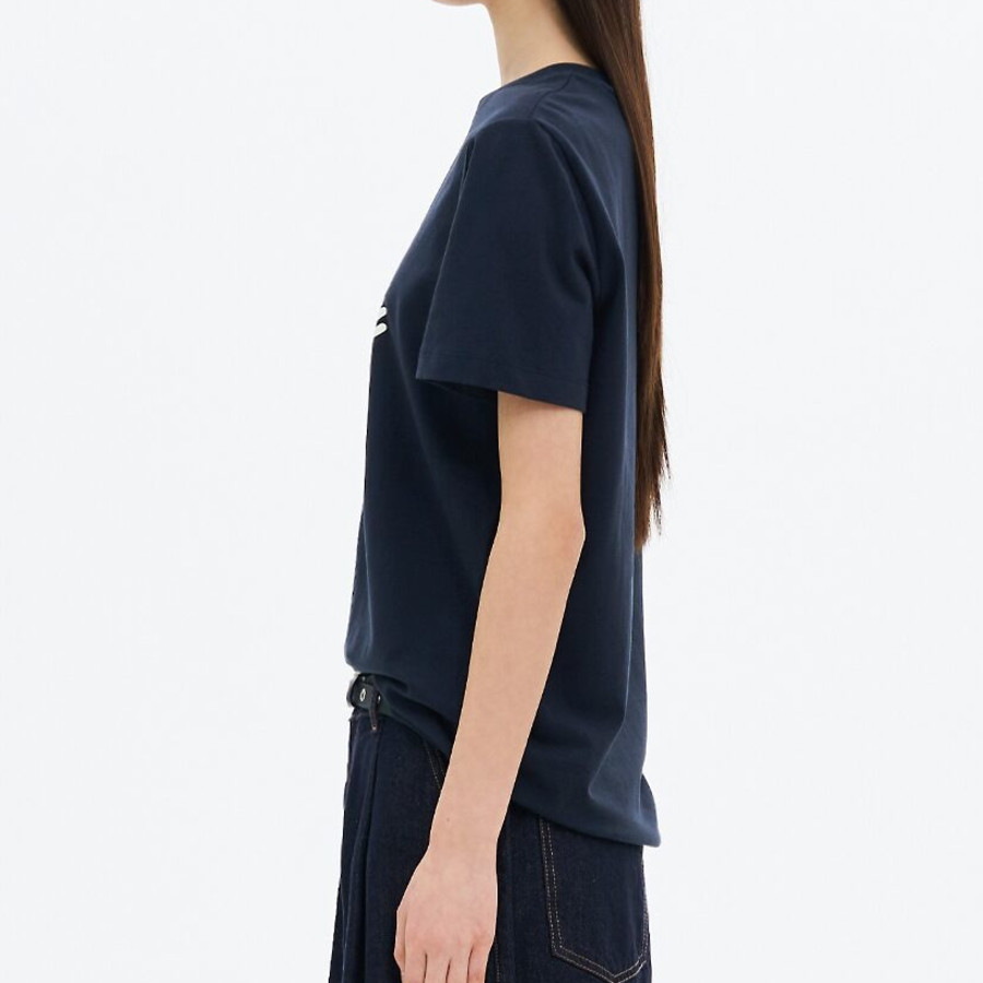 8 seconds Lettering Short Sleeve T-Shirt — Navy