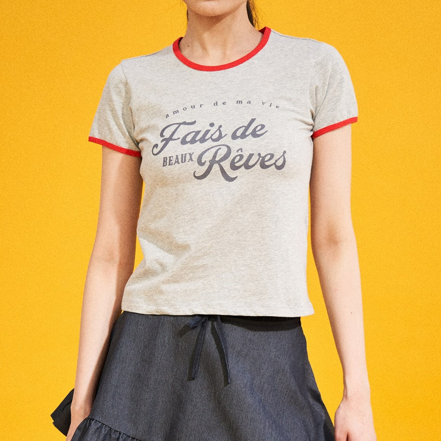 8 seconds Contrast Trim Cotton Ringer T-Shirt — Light Grey