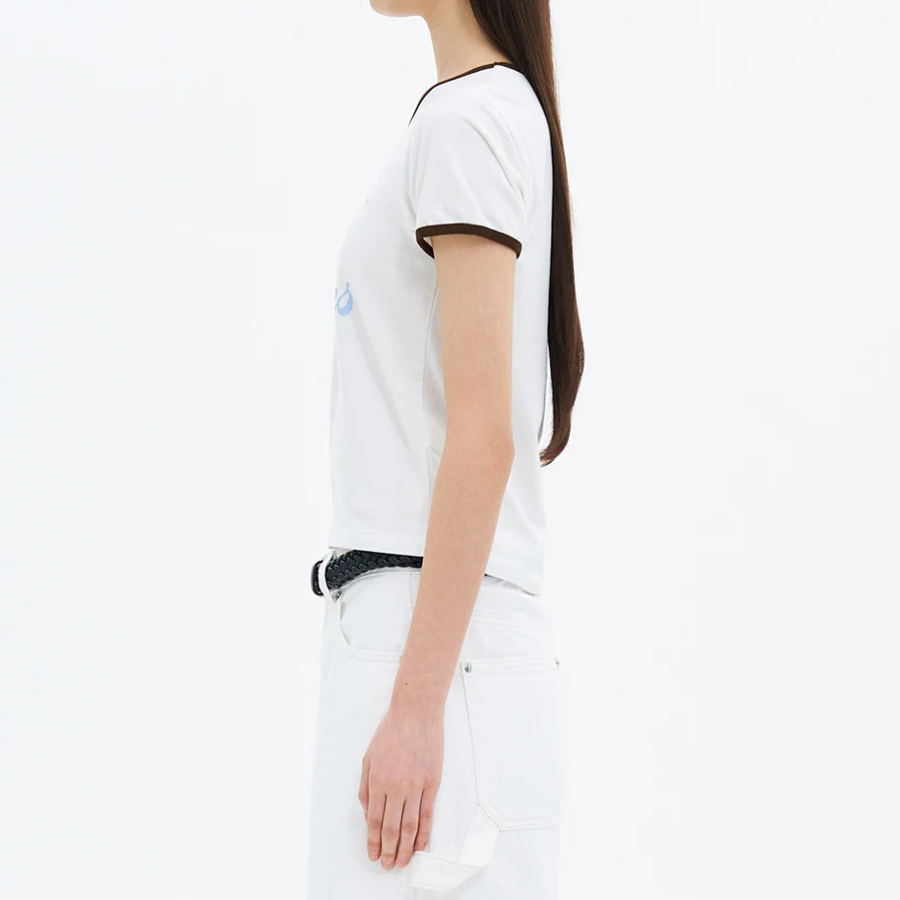 8 seconds Contrast Trim Cotton Ringer T-Shirt — Ivory