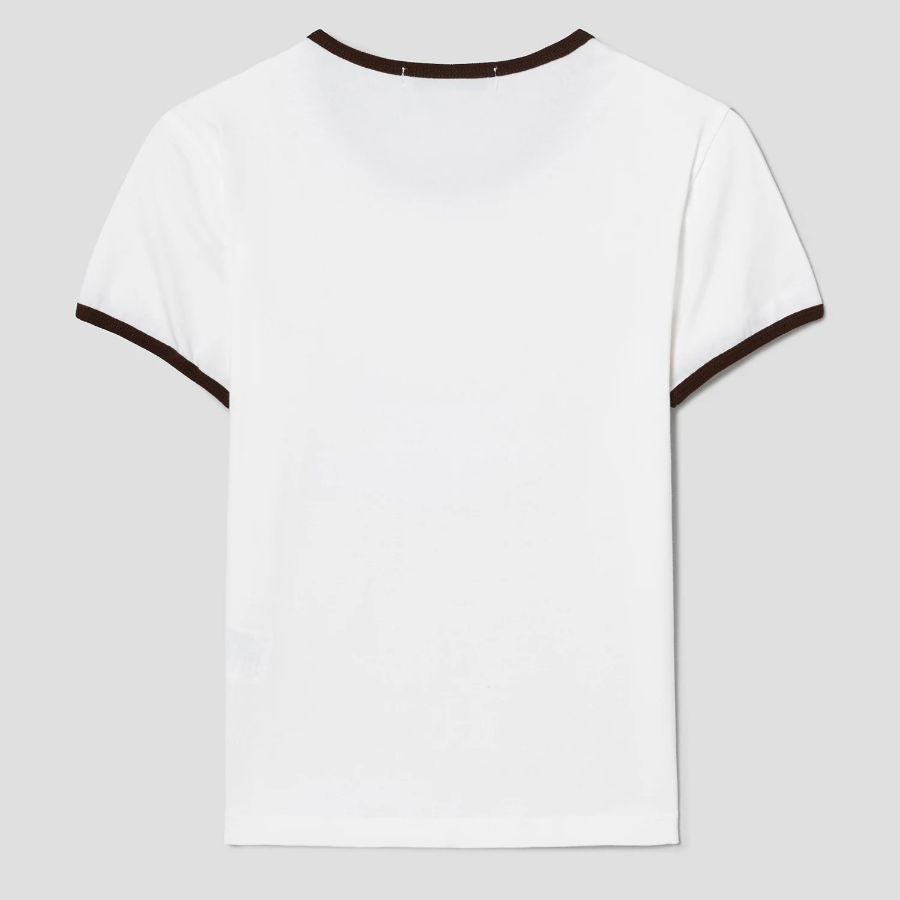 8 seconds Contrast Trim Cotton Ringer T-Shirt — Ivory