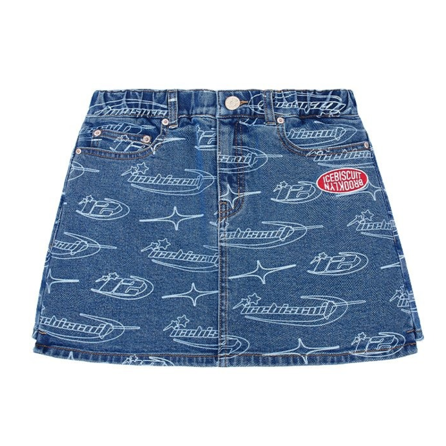ICEBISCUIT [Junior] All Over Star Light Denim Skirt – IB41SK595