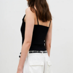 8 seconds Lace Ribbed Tank Top — Black