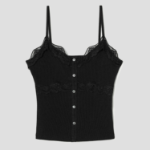 8 seconds Lace Ribbed Tank Top — Black