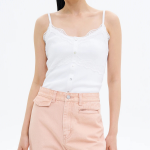 8 seconds Lace Ribbed Tank Top — White