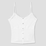 8 seconds Lace Ribbed Tank Top — White