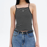 8 seconds Ribbed Setup Stripe Sleeveless — Black