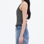 8 seconds Ribbed Setup Stripe Sleeveless — Black