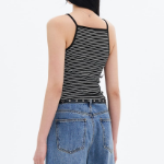 8 seconds Ribbed Setup Stripe Sleeveless — Black