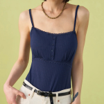 8 seconds  Button-Up Sleeveless Top — Navy