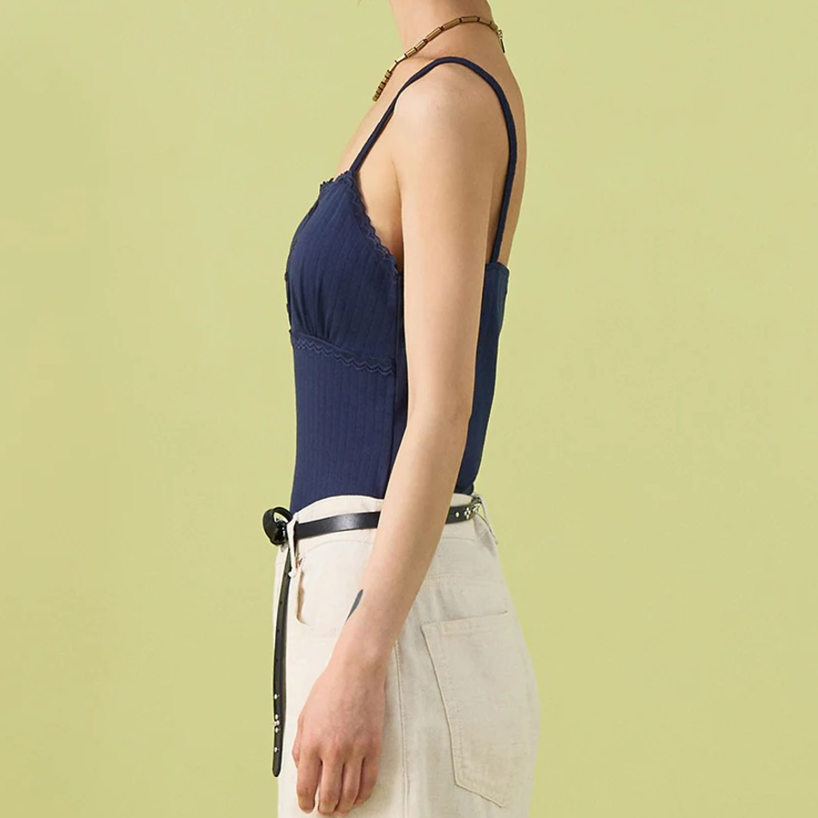 8 seconds  Button-Up Sleeveless Top — Navy