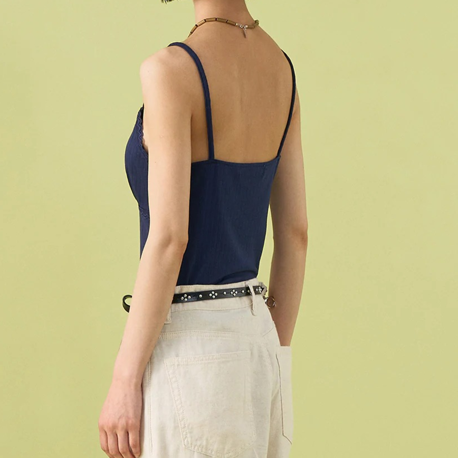 8 seconds  Button-Up Sleeveless Top — Navy