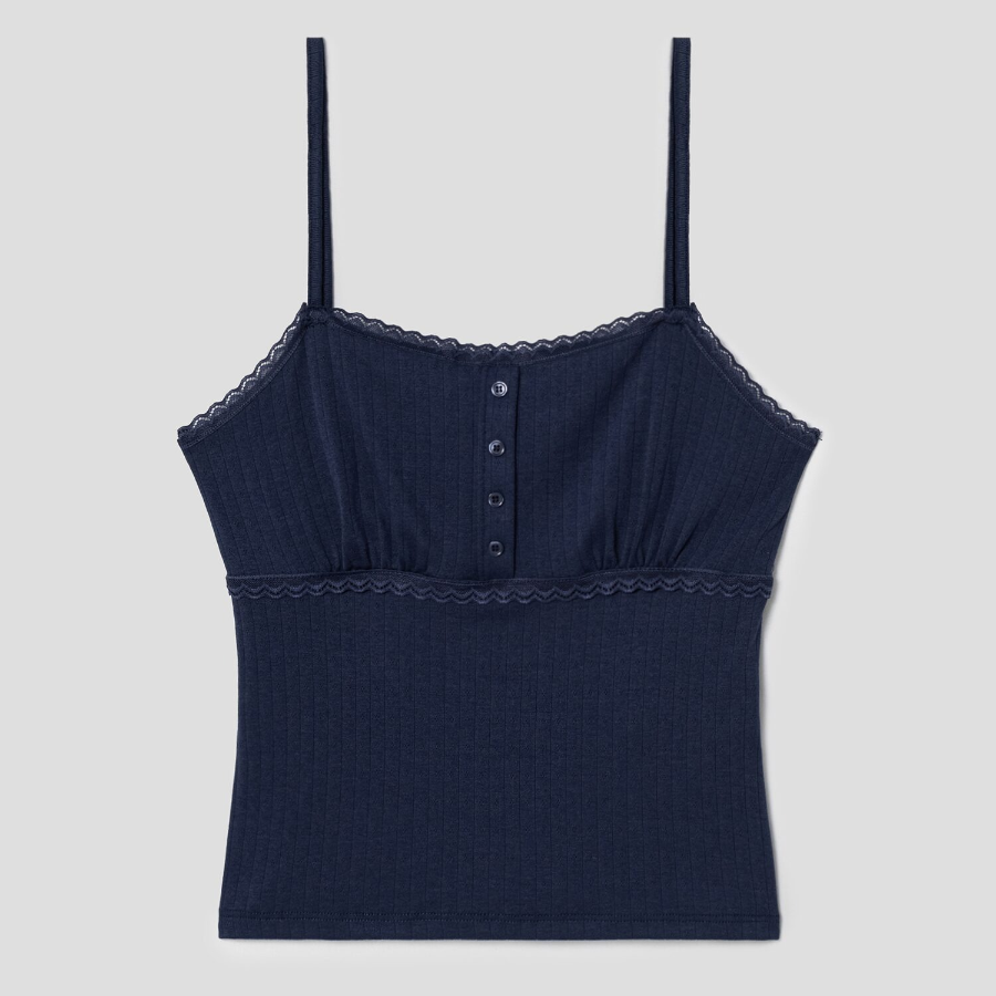 8 seconds  Button-Up Sleeveless Top — Navy