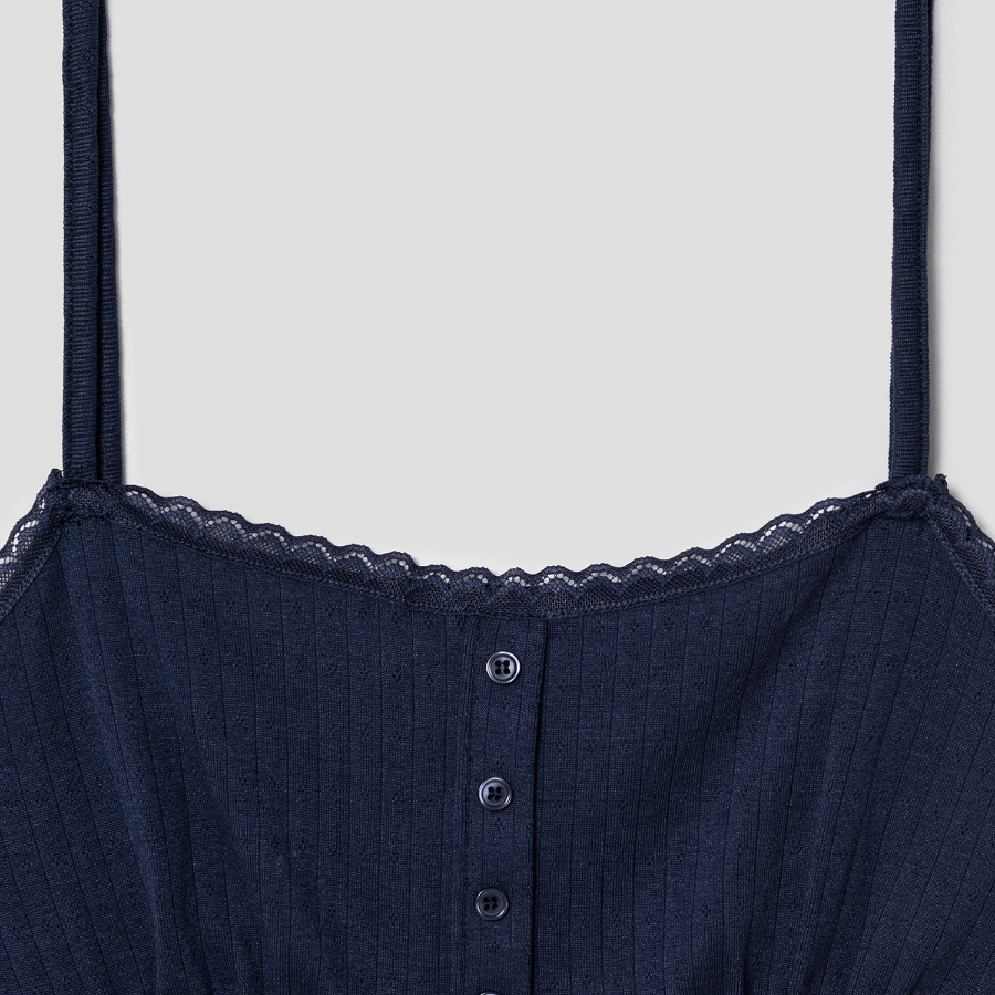 8 seconds  Button-Up Sleeveless Top — Navy