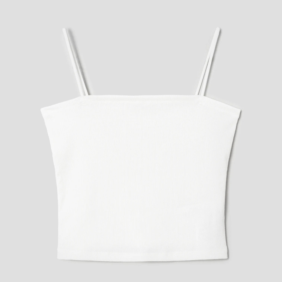 8 seconds Fine Ribbed Tube Top — White