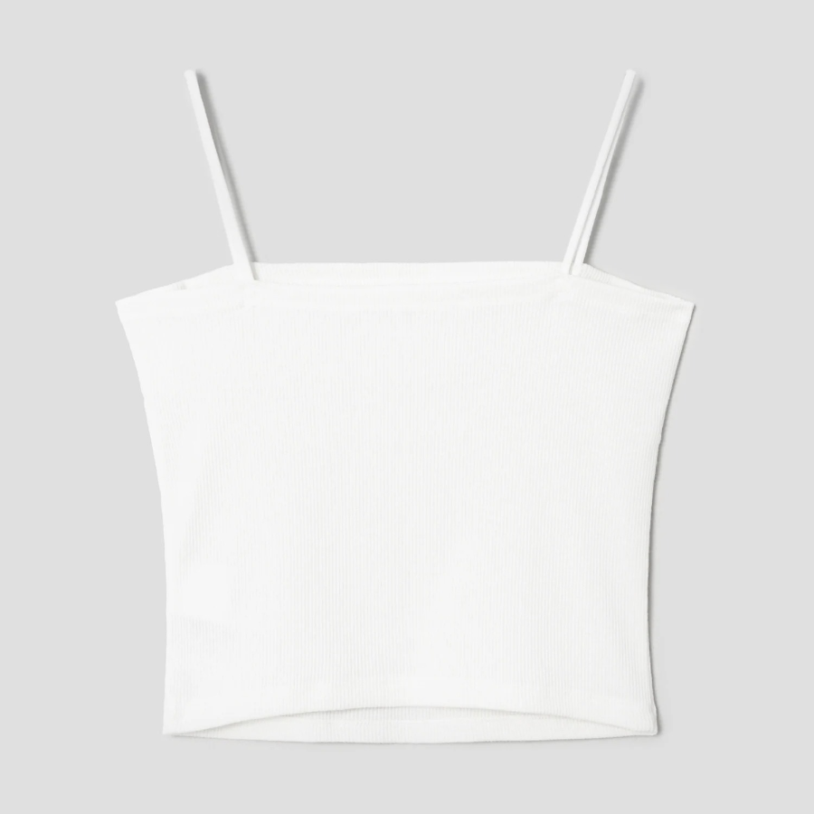 8 seconds Fine Ribbed Tube Top — White