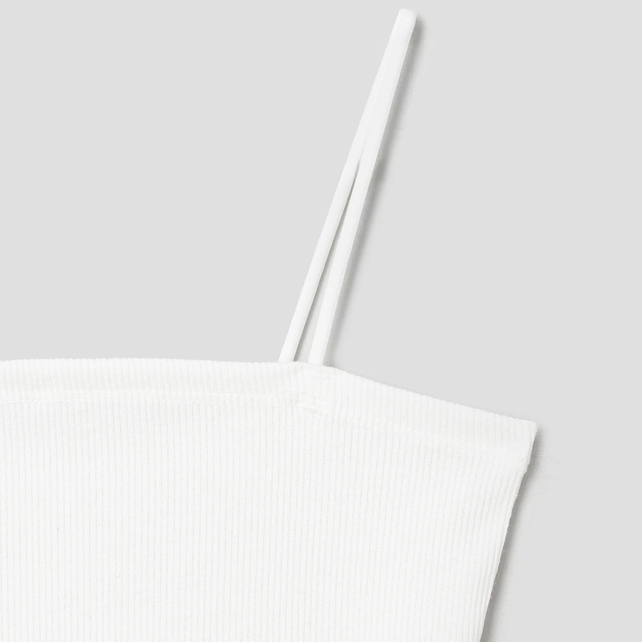 8 seconds Fine Ribbed Tube Top — White