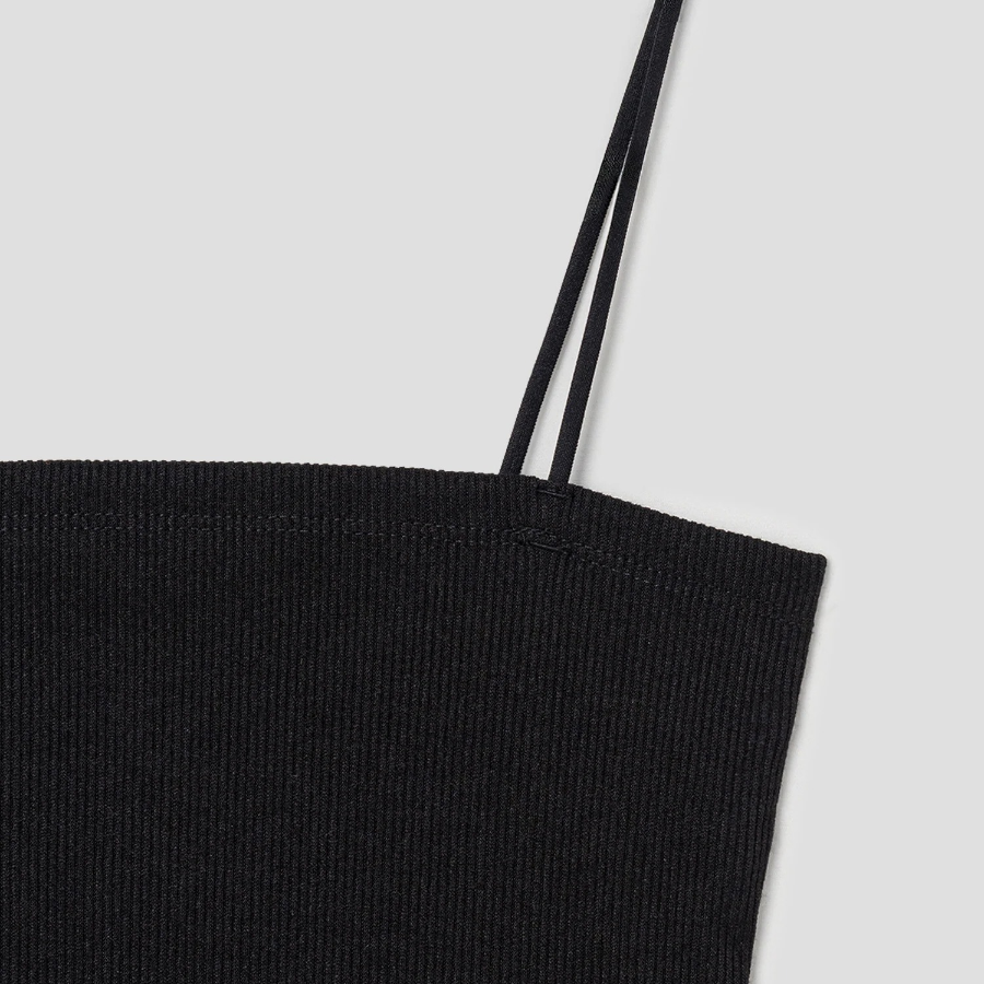 8 seconds Fine Ribbed Tube Top – Black
