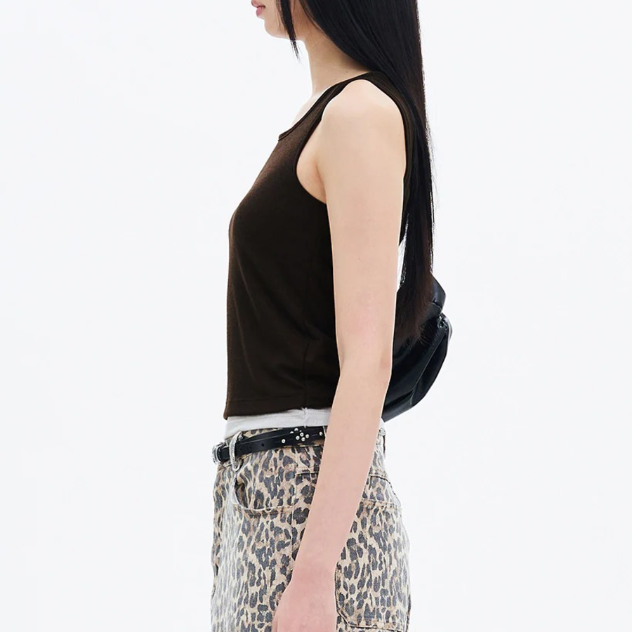 8 seconds Layered Hem Sleeveless Top – Brown