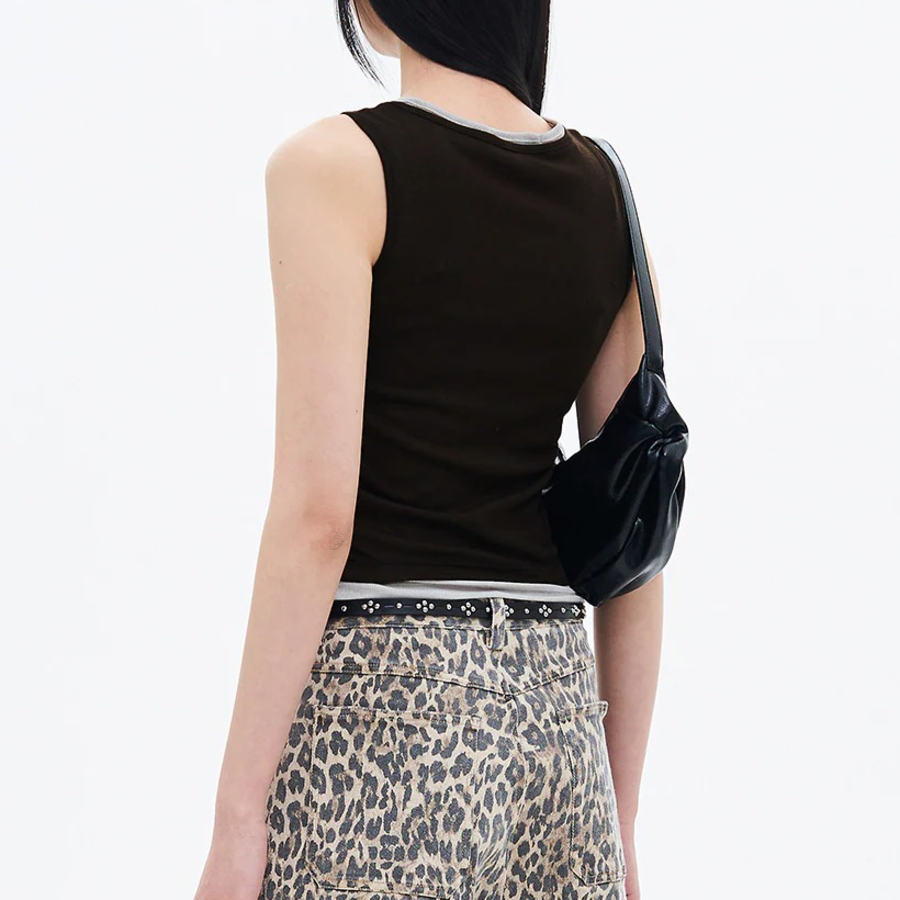 8 seconds Layered Hem Sleeveless Top – Brown