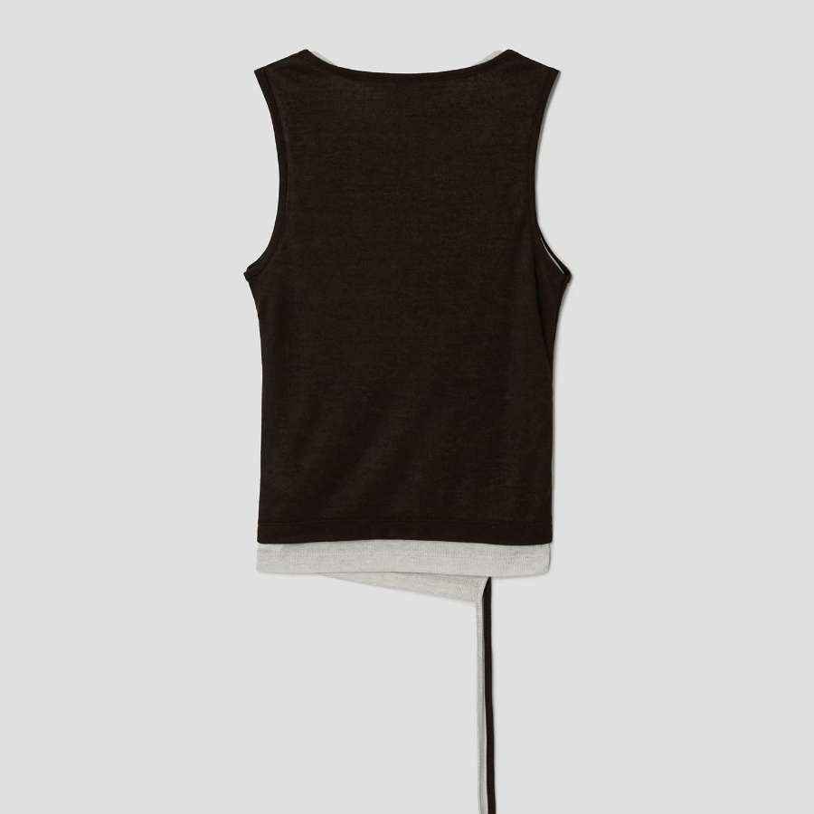 8 seconds Layered Hem Sleeveless Top – Brown