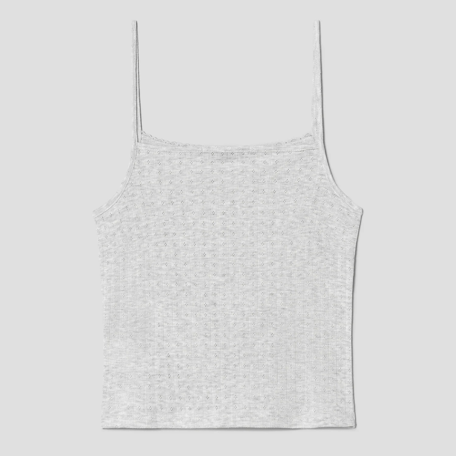 8 seconds Ribbon Pointelle Sleeveless Top – Grey